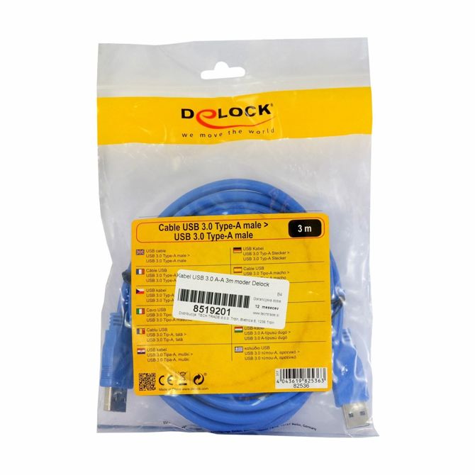 Delock kabel USB 3.0 A-A 3m moder 82536 2