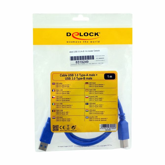 Delock kabel USB 3.0 A-B 1m moder 82580 3