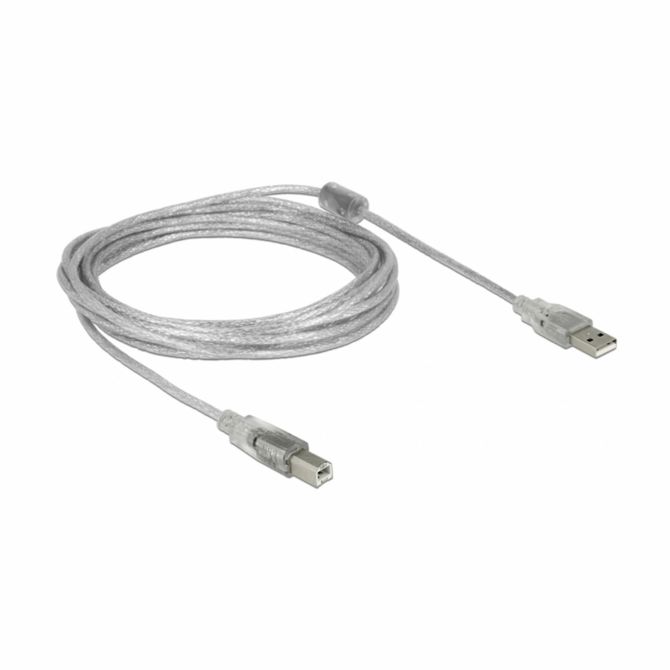 Delock kabel USB A-B 5m dvojno oklopljen transparent s ferito 83896 2