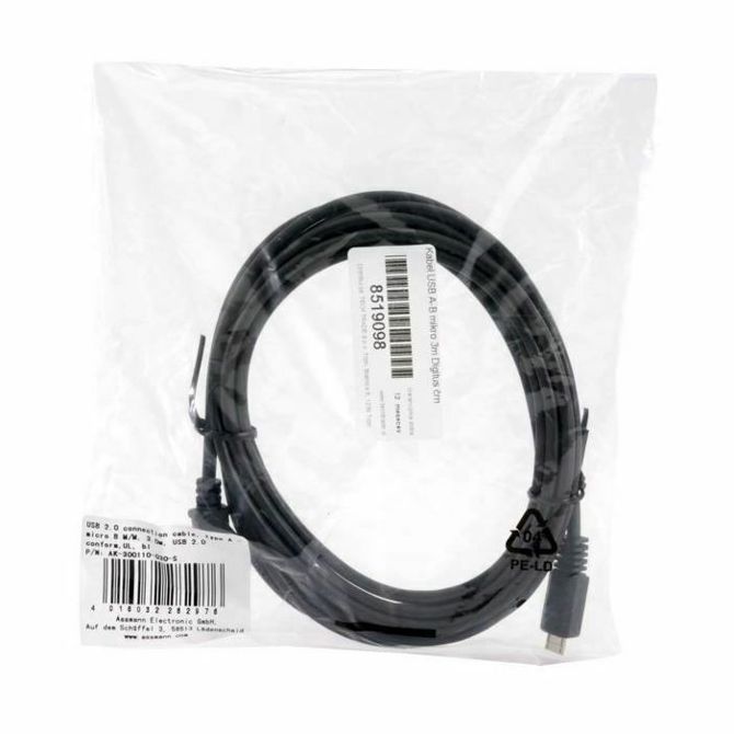 Digitus kabel USB A-B mikro 3m črn 3