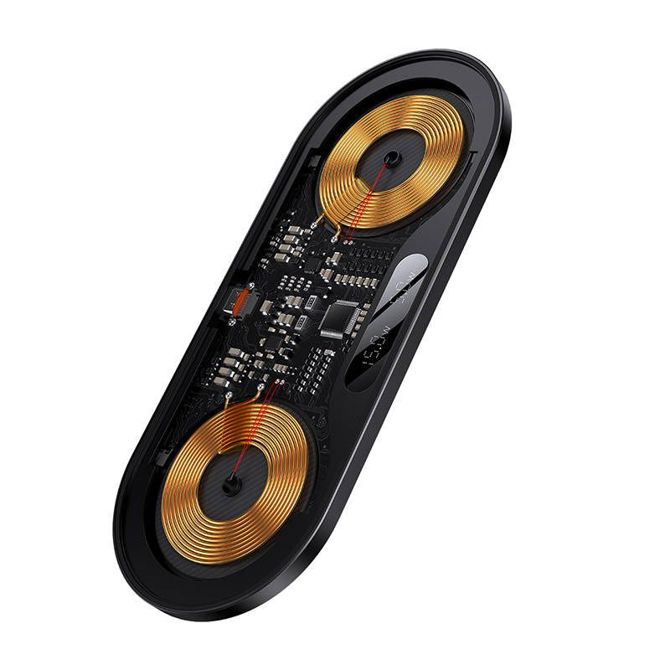 Dual Qi brezžični polnilnik Baseus Digital LED Display, 20W 5