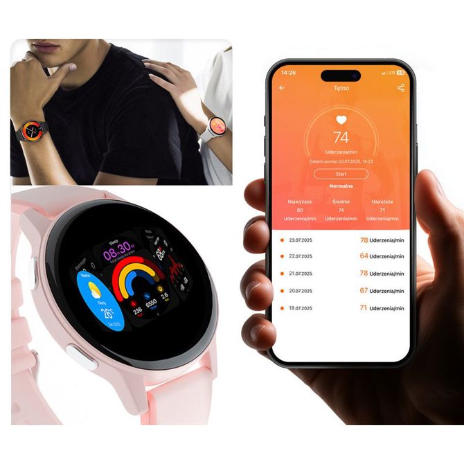 Pametna ura FOREVER iGO4 JW-600  1.28 AMOLED zaslon, BT 5.3, Android + iOS, baterija, aplikacija, spremljanje zdravja, analiza spanca, 100+ športnih načinov, 2 paščka, IP67, črna (Phantom Black) 4