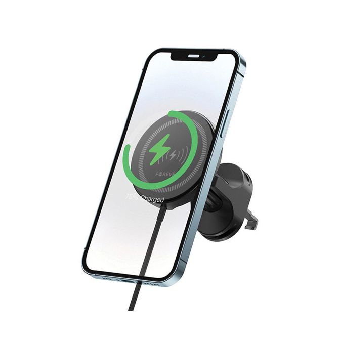 FOREVER MACH-300 magnetni avto nosilec / polnilec za telefon, 2v1, 15W brezžično polnjenje, 360° vrtenje, MagSafe tehnologija, USB Type-C, črn 3