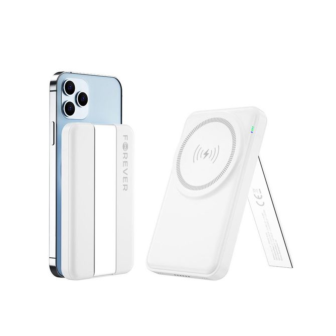 FOREVER MACS-100 5v1 magnetna brezžična polnilna postaja, powerbank, do 3 naprave, tehnologija MagSafe, 20W, 5000mAh, hitro polnjenje, USB Type-C + USB Type-A 5
