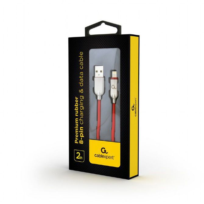 Gembird CC-USB2R-AMLM-2M-R Premium gumijasti 8-polni polnilni in podatkovni kabel 2 m rdeč 2