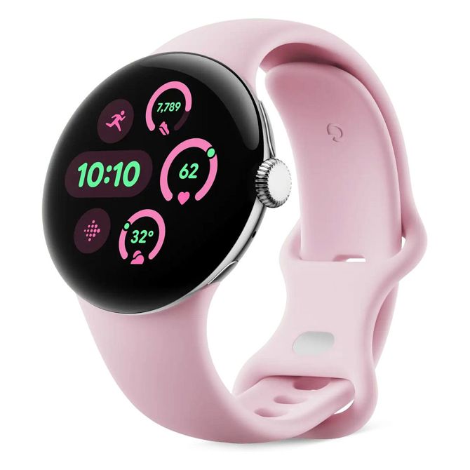 Google Pixel Watch 3 (41 mm). Aktivni pašček. Rožnato kremenčeva. Majhna velikost. 2