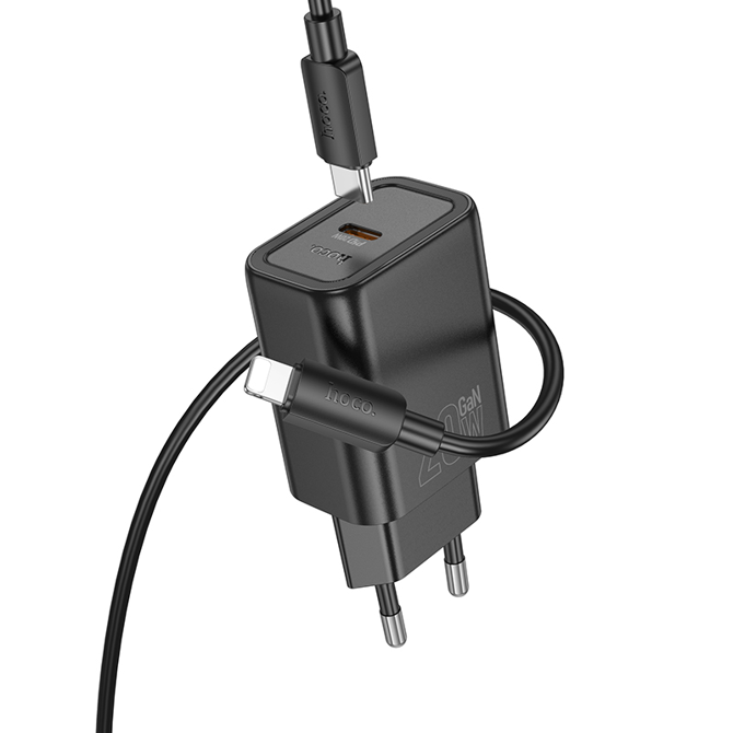 Hoco polnilec N60 GaN PD 20W Type C s kablom Type C na Lightning za iPhone - črn 2