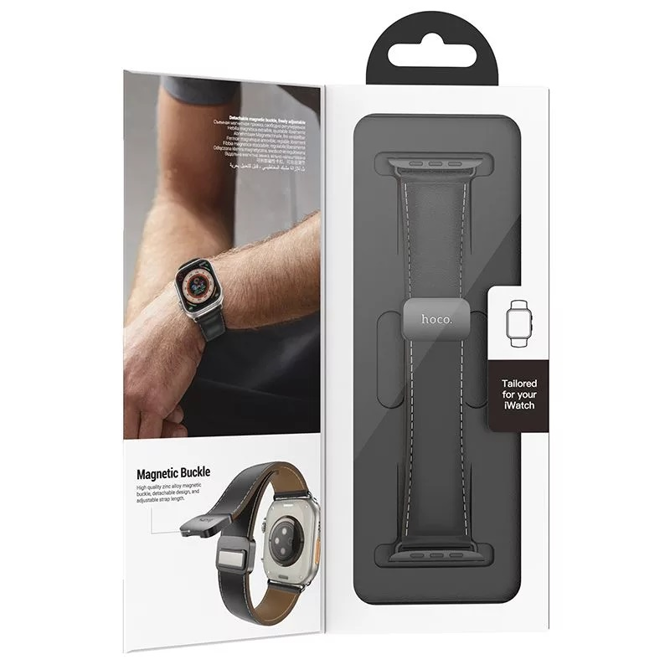 Hoco usnjen magnetni pašček 20 mm za iWatch 38, iWatch 40 in iWatch 41 mm - črn 2