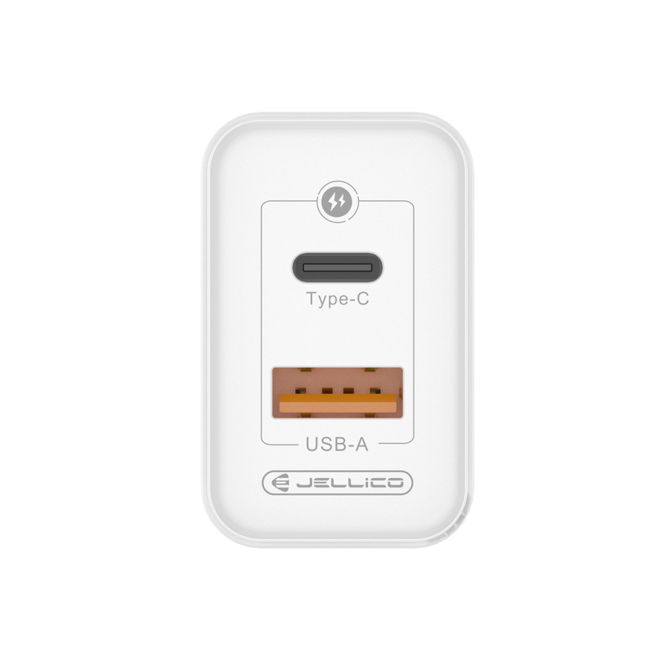 Hišni polnilec Jellico C107  GaN QC / PD 45W vhod USB A in Type C s kablom Lightning - Original (EU Blister) - bel 4