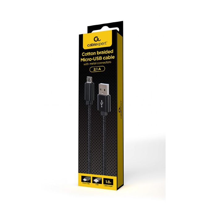 Kabel Cablexpert USB na microUSB 1,8m črn 2