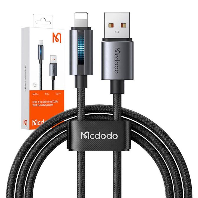 Mcdodo CA-5660 USB-A v Lightning kabel z utripajočo lučjo 1,2 m (črn) 5