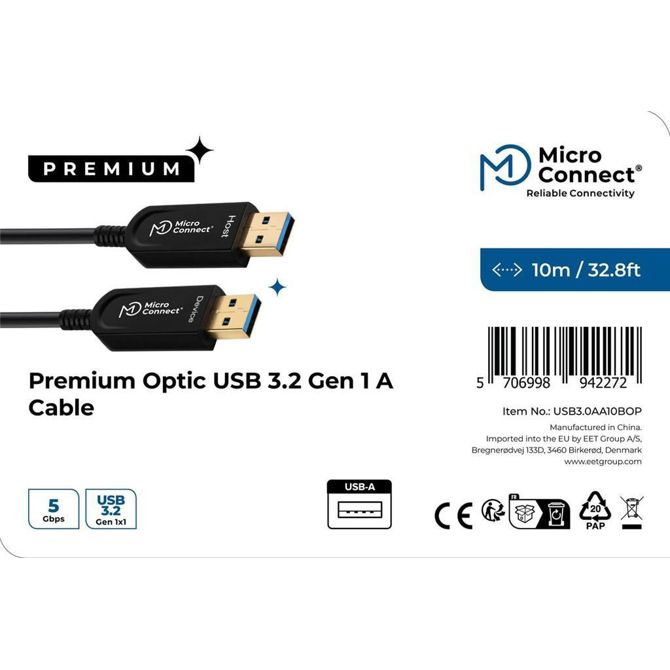 MicroConnect Kabel Premium USB 3.2 Gen 1 A-A 10m Optični 3