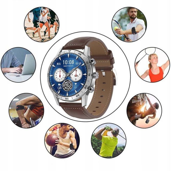 Moška pametna ura Smart Watch LCD touch, BT, Android in iOS, srebrna 6