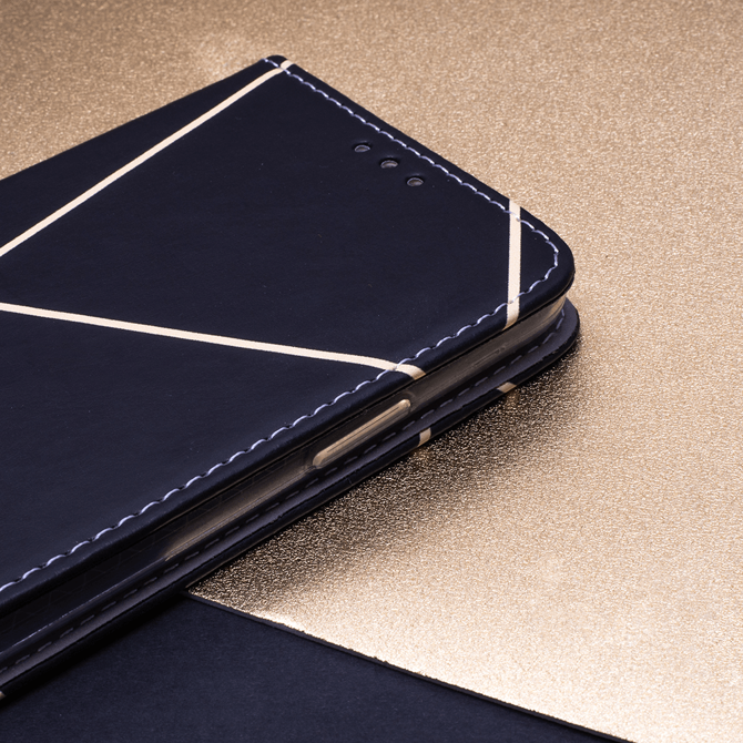 Onasi Mistik preklopna torbica Samsung Galaxy A22 5G A226 - črna z zlatimi črtami 4