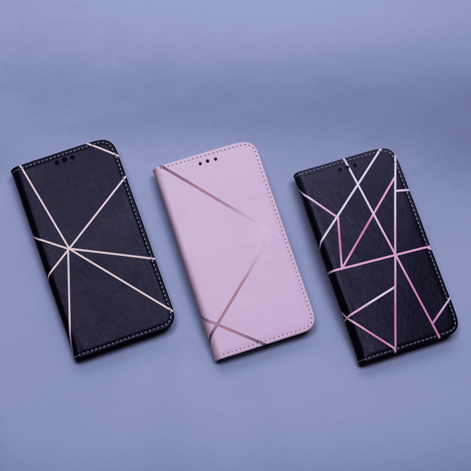 Onasi Mistik preklopna torbica Samsung Galaxy A22 5G A226 - črna z zlatimi črtami 5