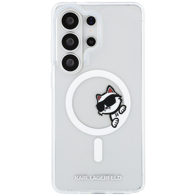 Ovitki za telefon Karl Lagerfeld KLHMS26L6HCPSCT MagSafe, prozoren, Peekaboo Choupette, za Samsung Galaxy S26 Ultra 5G, tanek, zaščita pred udarci 3
