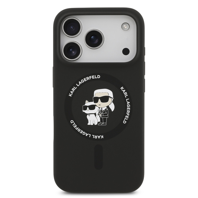 Originalen KARL LAGERFELD ovitek MagSafe iPhone 17 Pro - Karl and Choupette - črn - KLHMP17LSCMKCRHK 3