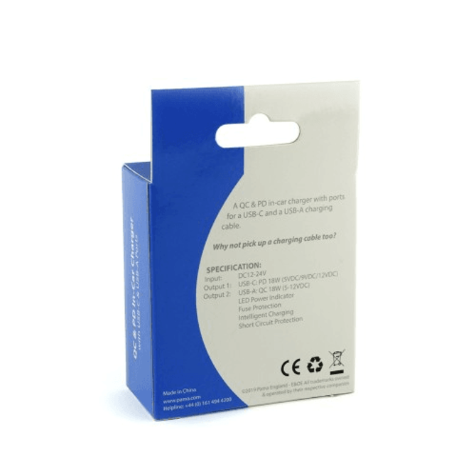 Pama avtopolnilec PDQCS3A adapter USB-A in Type C 3A QC 18W - črn 2