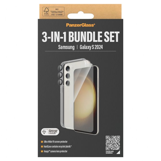 Zaščitni paket PanzerGlass 3-v-1 za Samsung Galaxy S24, prozoren 5