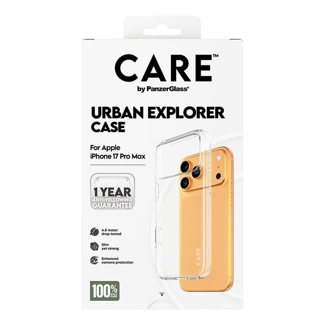 Ovitki za telefon PanzerGlass Care by Flagship 9821131893, iPhone 17 Pro Max, prozoren, TPU, odporen na udarce, 100 % recikliran material 3