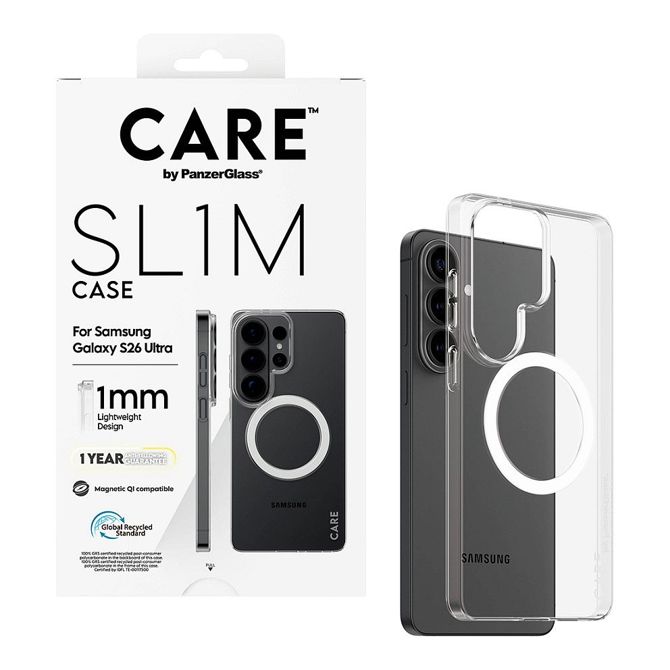 Ovitki za telefon PanzerGlass SL1M prozoren za Samsung Galaxy S26 Ultra, 100% recikliran polikarbonat, ultra tanek 1 mm, odpornost na udarce in praske, zaščita pred rumenenjem 5