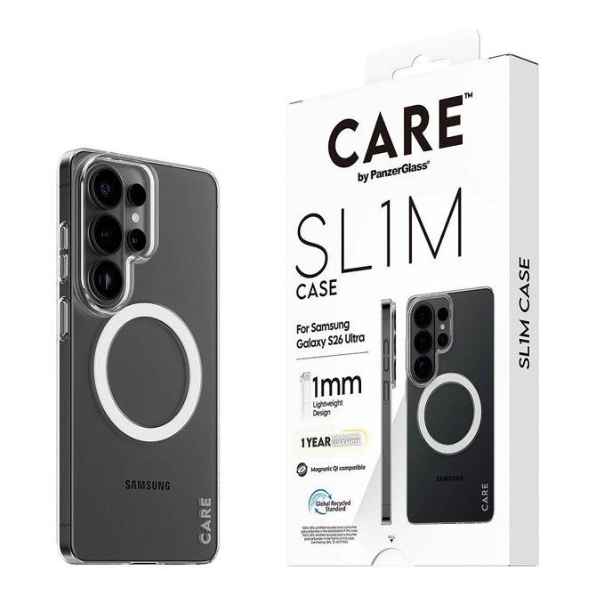 Ovitki za telefon PanzerGlass SL1M prozoren za Samsung Galaxy S26 Ultra, 100% recikliran polikarbonat, ultra tanek 1 mm, odpornost na udarce in praske, zaščita pred rumenenjem 6