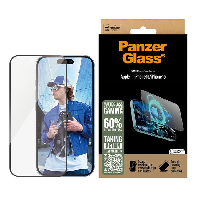 Zaščitno steklo PanzerGlass Igralni zaslon 9821131924, mat, za iPhone 16/15, 6,1, odporno na praske in udarce, premaz proti prstnim odtisom 2