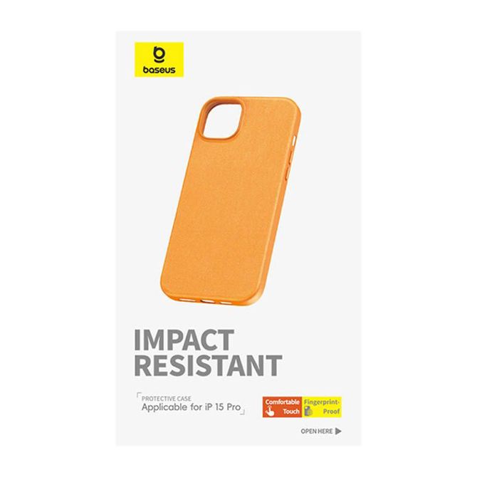 Ovitek za telefon iPhone 15 ProMax Baseus Fauxther Series (oranžen) 3