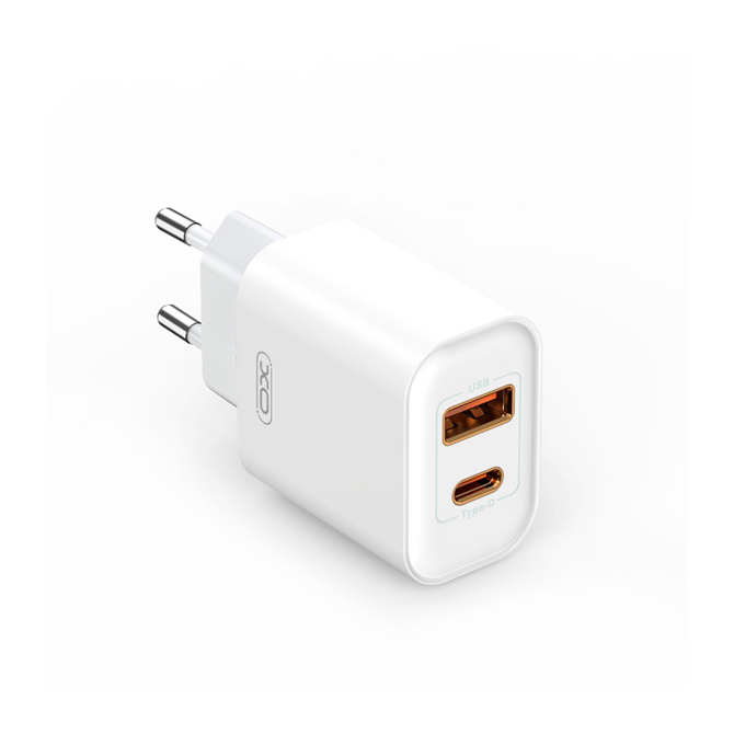 Polnilec za telefon XO CE12 1xUSB, 1xUSB-C 20W + USB-C kabel 2