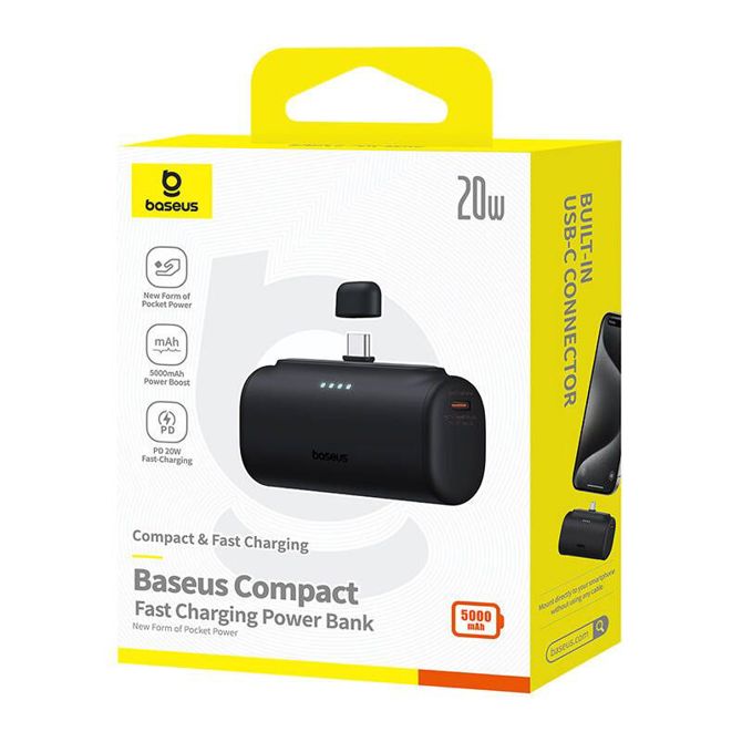 Powerbank Baseus Compact 5000mAh, 20W, USB-C (črna) 6