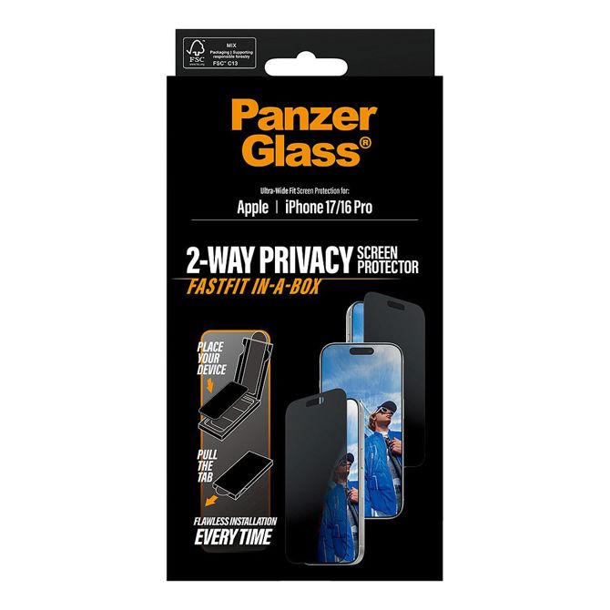 Zaščita za zaslon PanzerGlass PRIVACY SCREEN PROTECTOR W. BLA, za iPhone 17 in iPhone 16 Pro 3