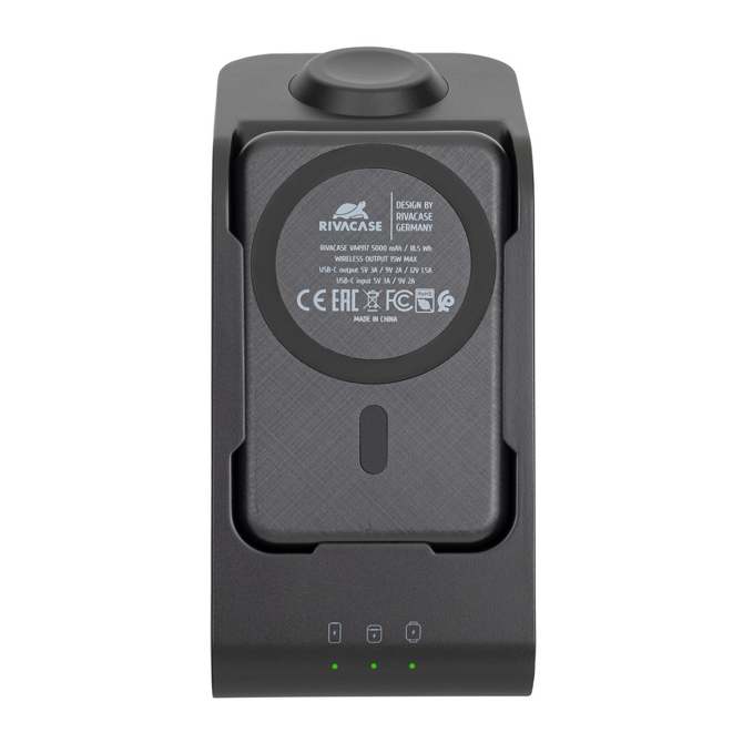 Brezžični polnilec za pametne telefone in pametne ure Riva Case VA4917 3-v-1, MagSafe, 15W, prenosna baterija 5000 mAh, 20W adapter 5