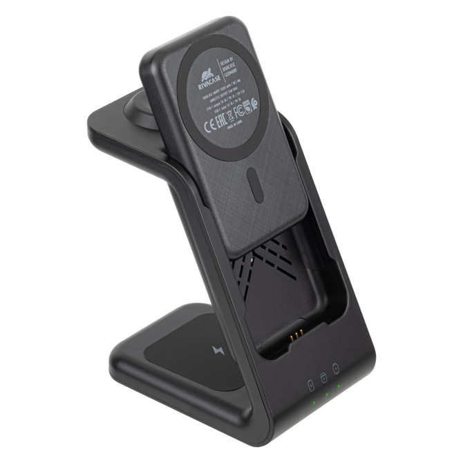 Brezžični polnilec za pametne telefone in pametne ure Riva Case VA4917 3-v-1, MagSafe, 15W, prenosna baterija 5000 mAh, 20W adapter 6