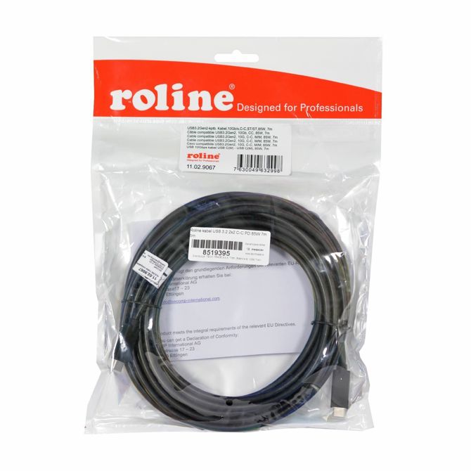 Roline kabel USB 3.2 C-C PD 85W  7m črn 3