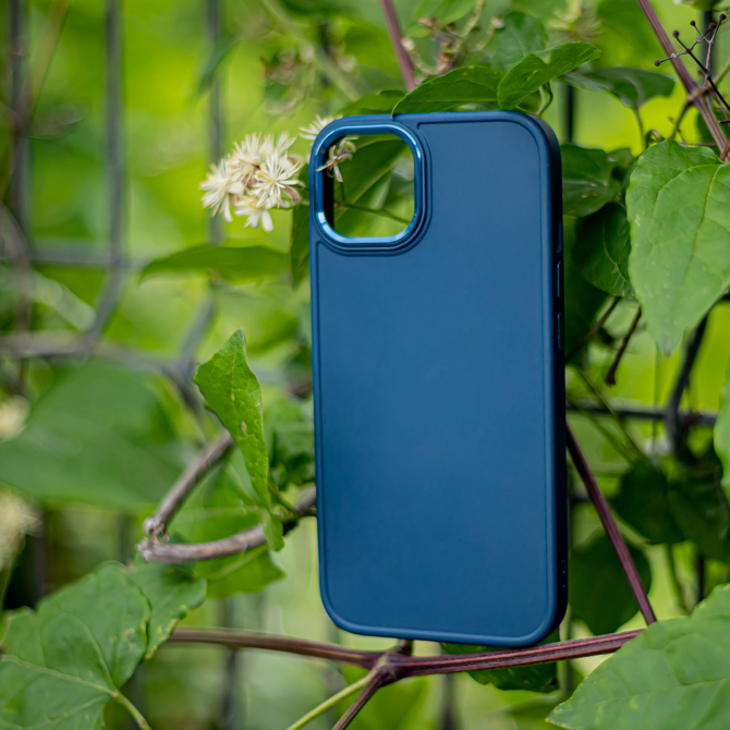 Satin silikonski ovitek za iPhone 15 Plus - moder 5