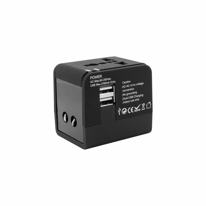 Napajalni adapter SBOX, potovalni, 2 x USB, EU, USA, UK, AU, CN, TH, JP  2
