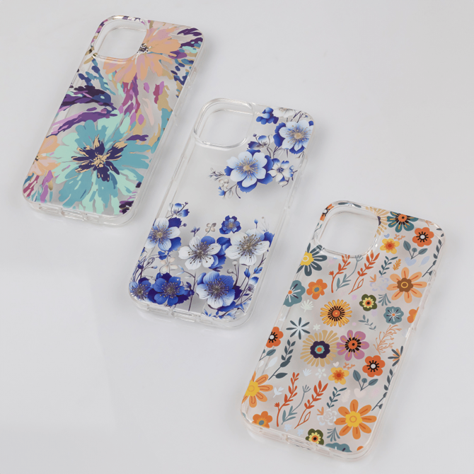 Silikonski ovitek Flower Fantasy za iPhone 15 - mint 5
