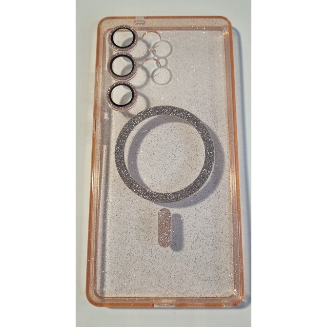 Silikonski ovitek Glitter MagSafe za Samsung Galaxy S25 Ultra 5G - roza z bleščicami 2