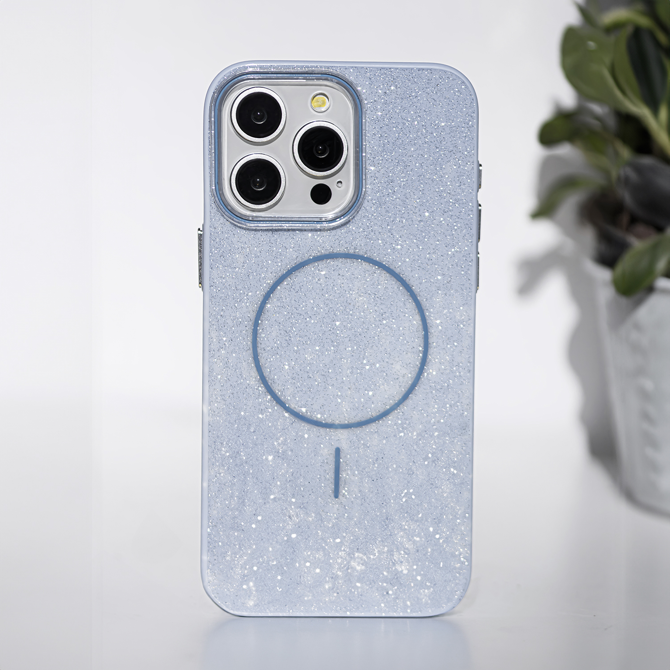 Silikonski ovitek Glitter z MagSafe za iPhone 17 Pro Max - moder 2