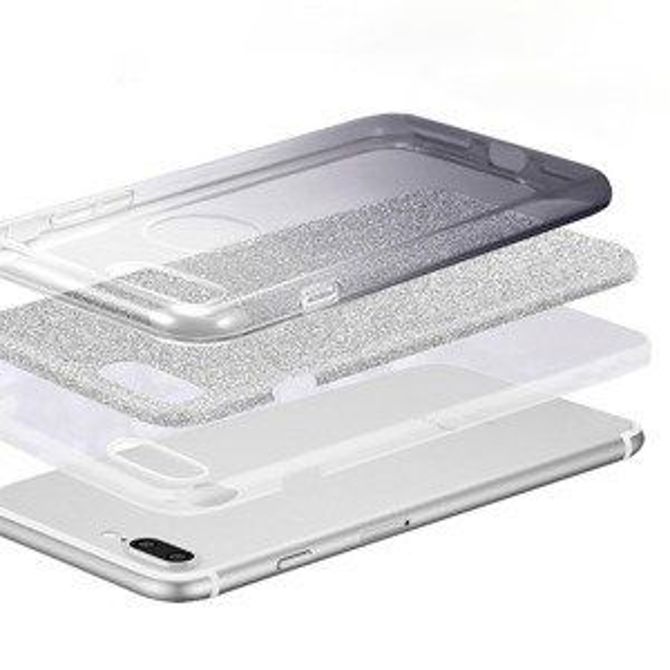 Silikonski ovitek z bleščicami Bling 2v1 za iPhone 13 Pro - srebrno siv 4