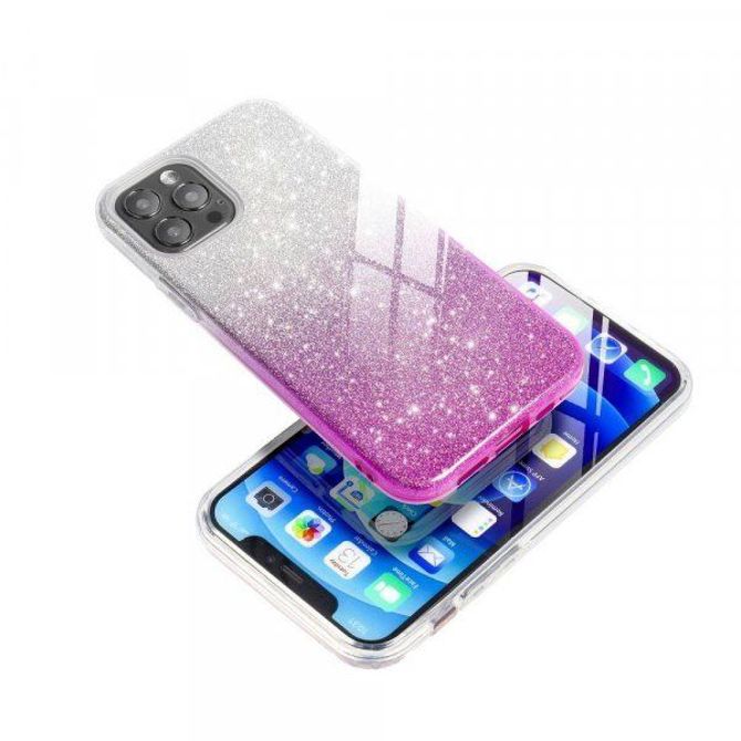 Silikonski ovitek z bleščicami Bling 2v1 za Samsung Galaxy A03s A037 - srebrno roza 2