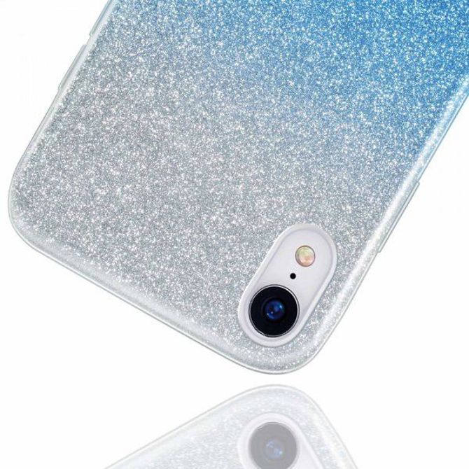 Silikonski ovitek z bleščicami Bling 2v1 za Samsung Galaxy A32 A326 5G srebrno moder 2
