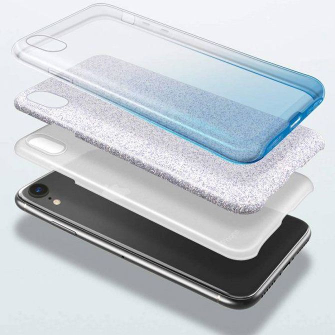 Silikonski ovitek z bleščicami Bling 2v1 za Samsung Galaxy A32 A326 5G srebrno moder 3