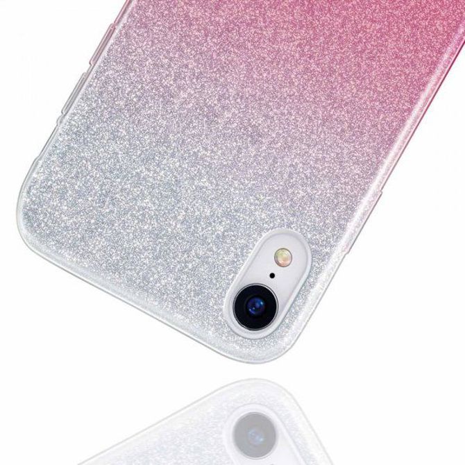 Silikonski ovitek z bleščicami Bling 2v1 za Samsung Galaxy A32 A326 5G srebrno roza 2