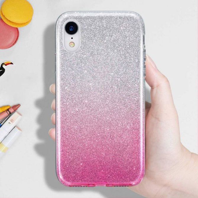 Silikonski ovitek z bleščicami Bling 2v1 za Samsung Galaxy A32 A326 5G srebrno roza 4