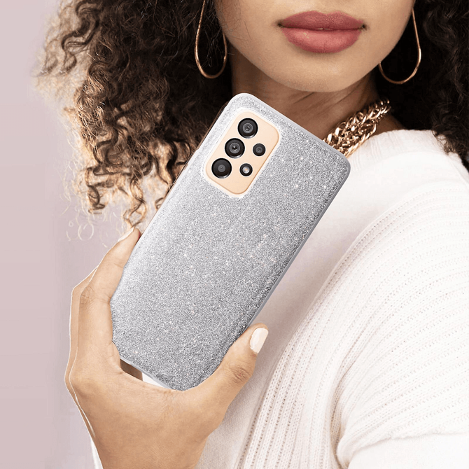 Silikonski ovitek z bleščicami Bling za Samsung Galaxy A33 5G A336 - srebrn 4