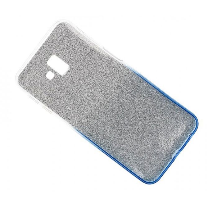 Silikonski ovitek z bleščicami Bling za Samsung Galaxy J6 Plus 2018 J610 srebrn z modrimi bleščicami 3