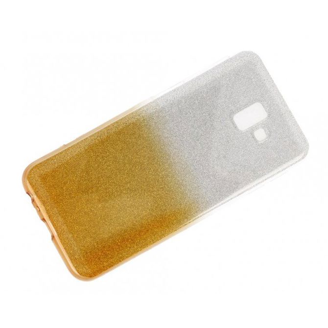 Silikonski ovitek z bleščicami Bling za Samsung Galaxy J6 Plus 2018 J610 srebrn z zlatimi bleščicami 2