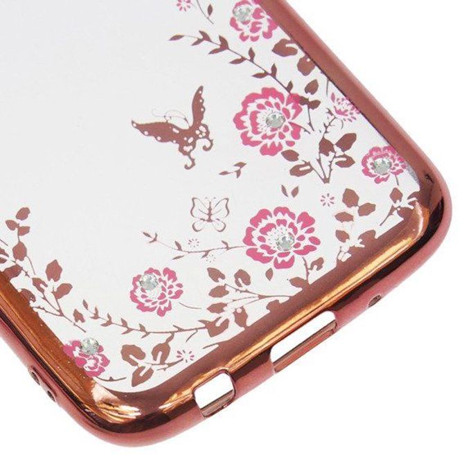Silikonski ovitek z rožicami za Samsung Galaxy J7 2017 - pink 2