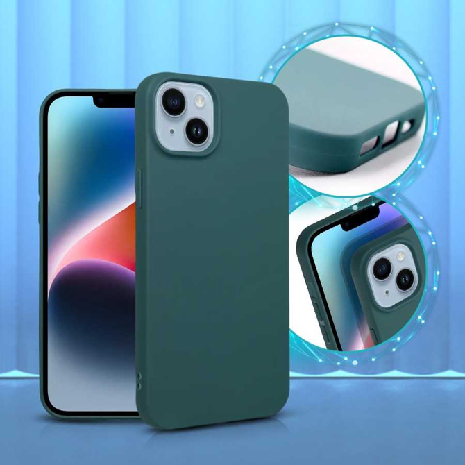 Silikonski ovitek za iPhone 15 Plus - mat zelen 2